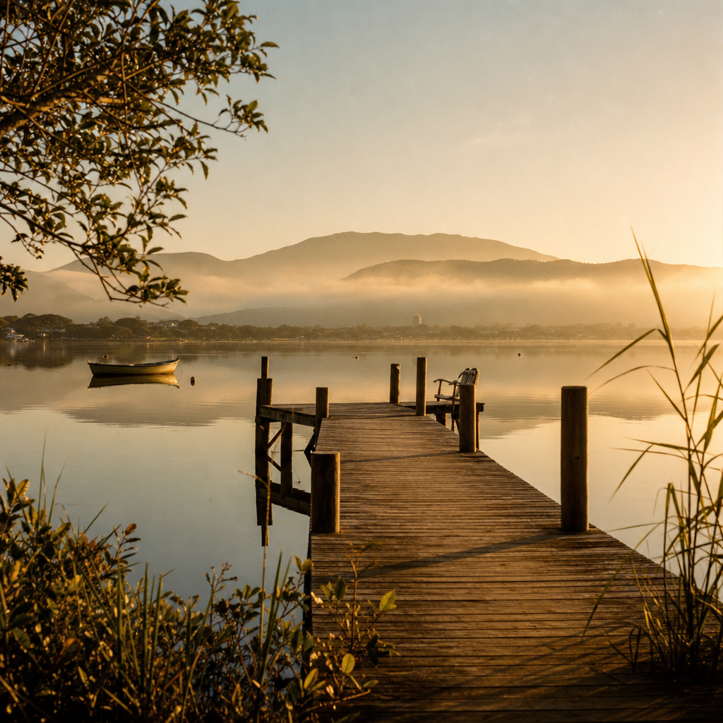 Onde a Luz Encontra o Descanso: O Amanhecer na Lagoa